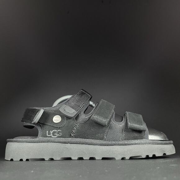 UGG Goldencoast Multistrap Men’s Size 9 Black Suede Casual Slip On Sandals NEW - Picture 6 of 8